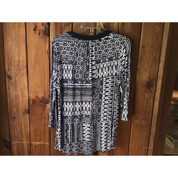 RXB Top Size L Blue Tie Dye Batik Boho Hippie Casual Lightweight Gypsy Prairie - Picture 6 of 8